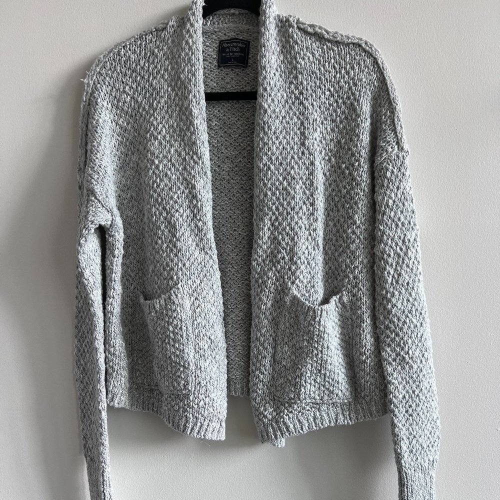 Abercrombie & Fitch Cotton Blend Cardigan Sweater Size L in Grey